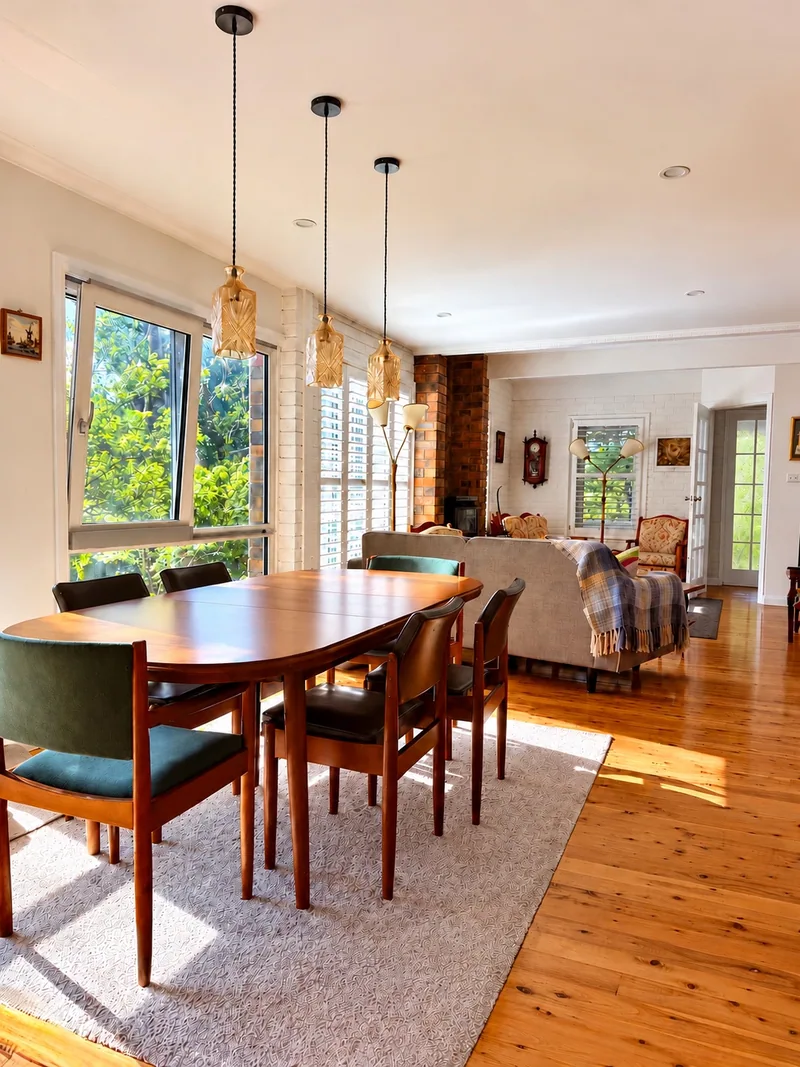 The dining space, seen in natural light